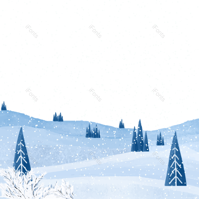 插画图片,树枝元素,雪地PNG,雪花免抠素材